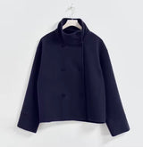 Drune | Damen Kurzer Übergröße Trenchcoat für Den Herbst in Marineblau