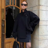 Drune | Damen Kurzer Übergröße Trenchcoat für Den Herbst in Schwarz