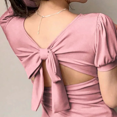 Alexa - Trendiges Rosa Damen Top Quadratischer Ausschnitt