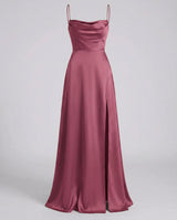Elegantes Damen Seiden Maxikleid Fließender Schnitt – Schickes Sommer Abendkleid in Rosa