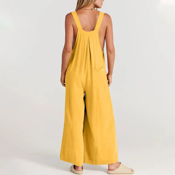 Elke | Festlicher Jumpsuit aus Leinen mit Blütenstickerei