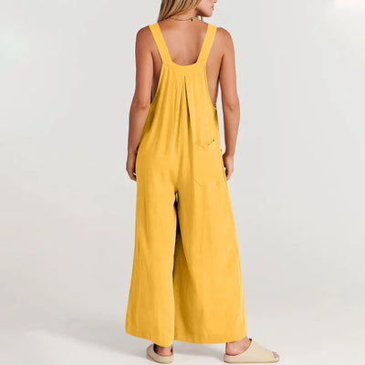 Elke | Festlicher Jumpsuit aus Leinen mit Blütenstickerei