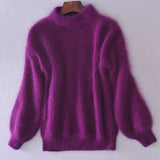 Lässiger Angora Strick Damenpullover - Livia in Lila