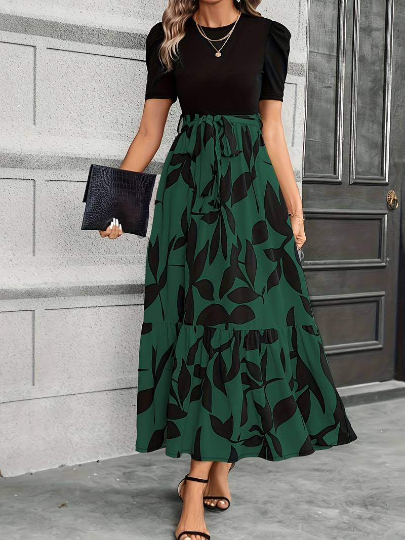 Penelope – kleid mit blumendruck und rundhalsausschnitt