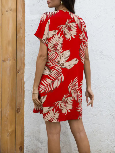 Julia - Frühling Kurzärmliges Kleid V-Ausschnitt