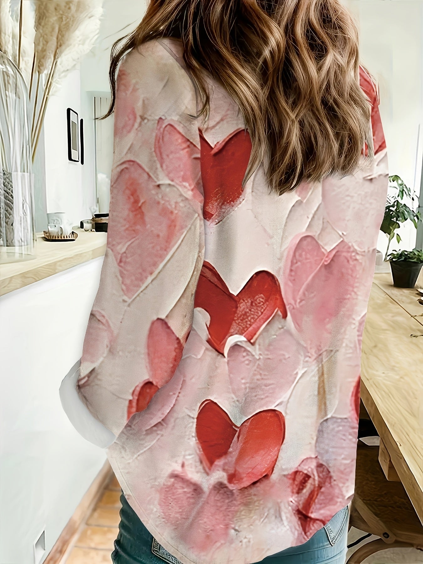 Stylische Hemdbluse | Herz-Print | Romantische Lässigkeit