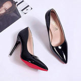 Damen Glänzende Leder High Heel Stilettos – Elegante Abend-Pumps in Schwarz 6cm