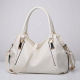 Damen Breite Leder Handtasche Mit Langem Riemen – Stilvolle Schultertasche in Beige