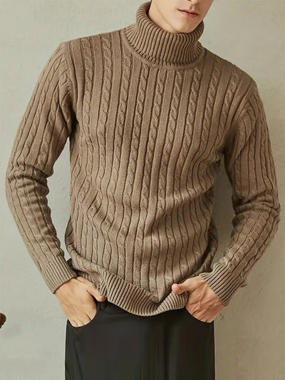 Herren-Rollkragenpullover | Zopfmuster & Winterwärme | Klassische Eleganz
