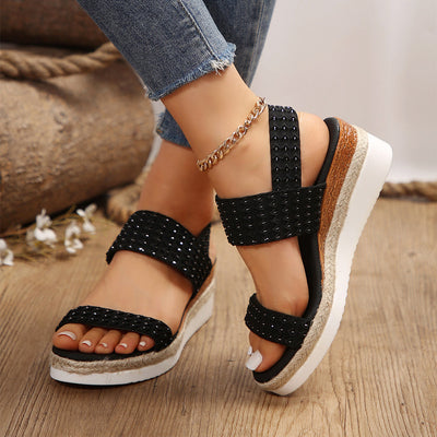 Avelena | Sommer Keil Sandalen mit Peep-Toe