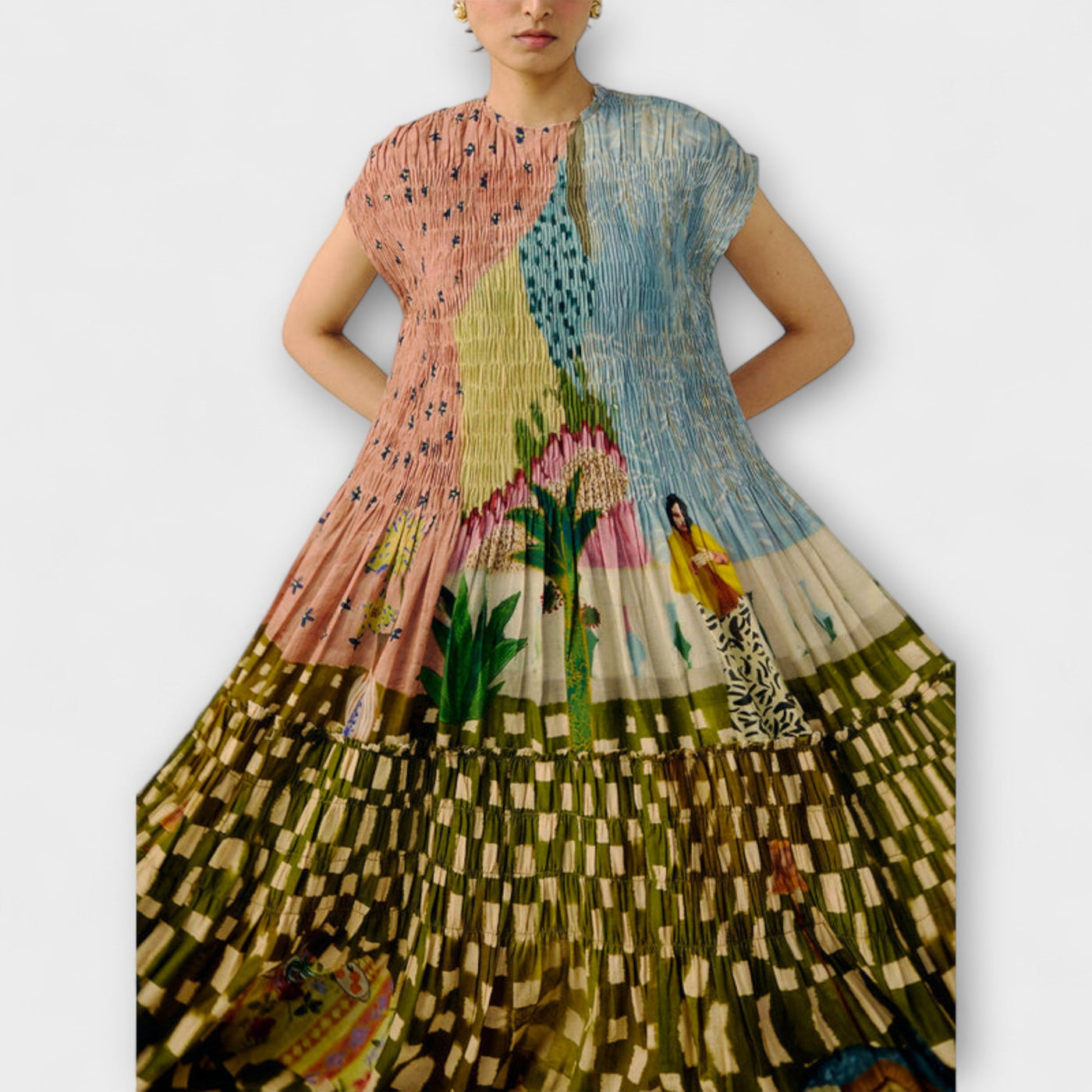 Amara - Plissiertes Kleid mit Animal-Print