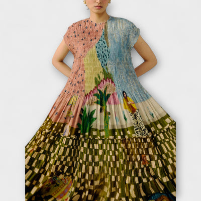 Amara - Plissiertes Kleid mit Animal-Print