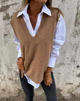 Emma | Elegant und Klassisch Damen Strickweste für Jeden Anlass in Braun