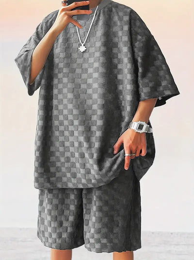 Theron -  Lässiges 2-teiliges T-Shirt-Shorts-Set mit O-Ausschnitt