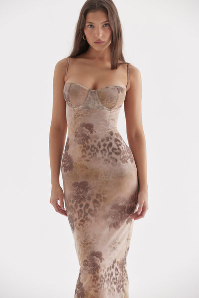 Spaghetti-Träger-Midikleid | Florale Eleganz | Femininer Glamour