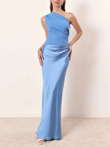 Anita - Schickes Maxikleid mit einem Träger in Blau