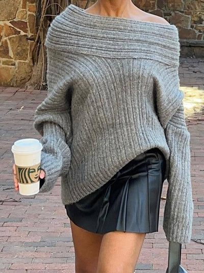 Oversize-Pullover mit weitem Ausschnitt | Gemütlicher Chic | Femininer Stil