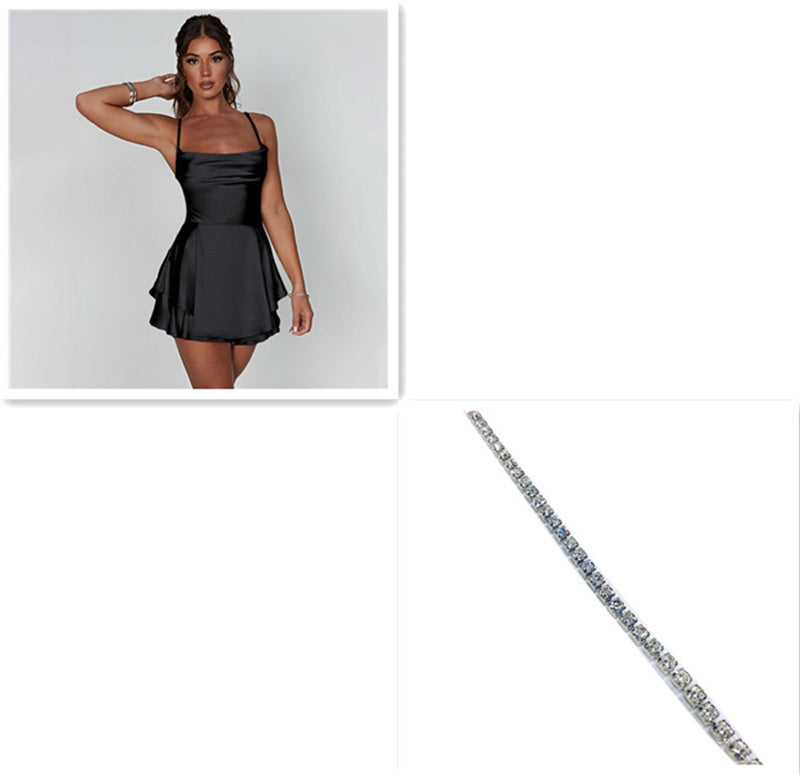 Avelena | Elegantes Satin Rückenausschnitt A-Linie Kleid