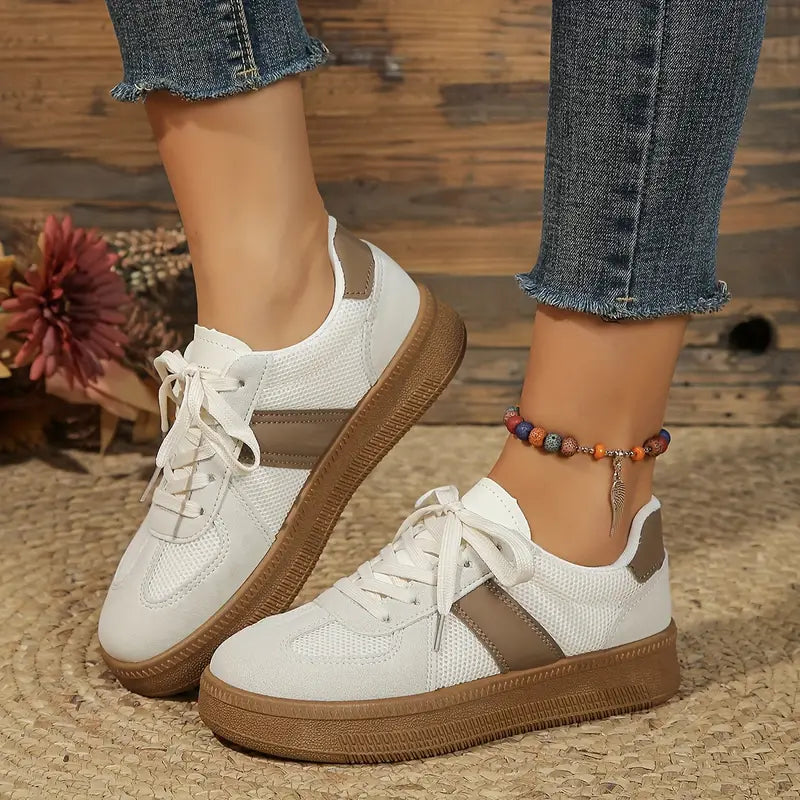 Imke - Stilvolle Sportliche Turnschuhe Mit Schnürung Und Plateauschuhen