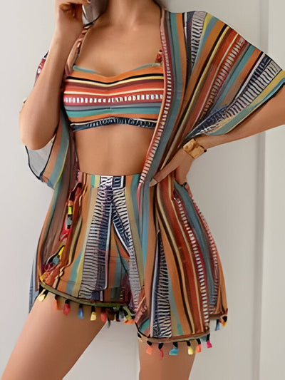 Ivie | Sexy bedruckter dreiteiliger Badeanzug für Frauen
