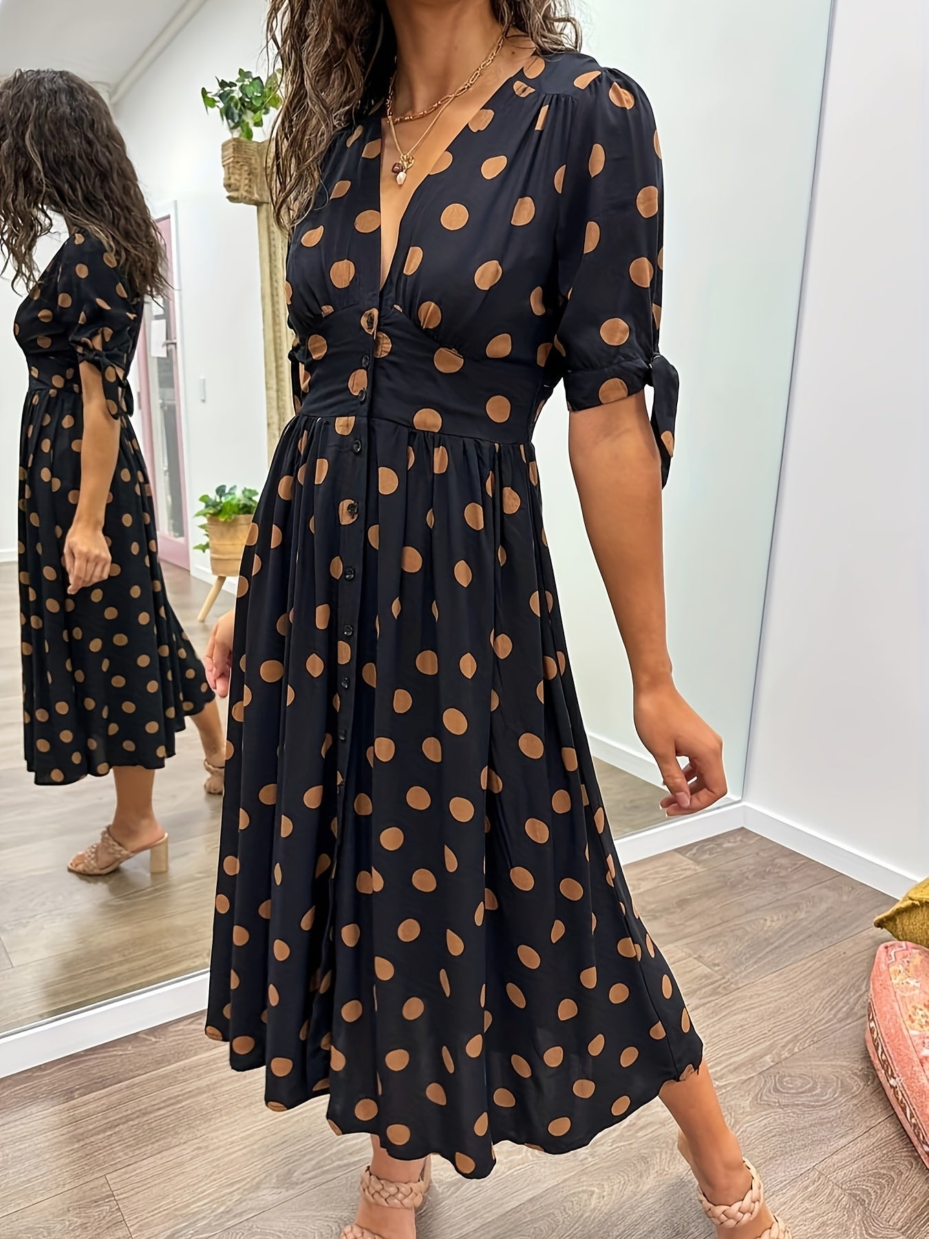 Martha | Retro-Polka-Dot Midi-Kleid