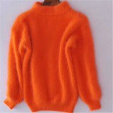Lässiger Angora Strick Damenpullover - Livia in Orange