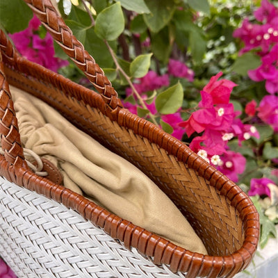 Elna | Große handgeflochtene Tragetasche aus veganem Leder – Rustikaler Shopper