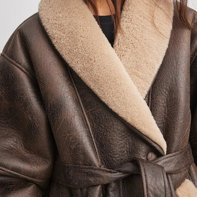 Damen Winterjacke mit Gürtel und Futter