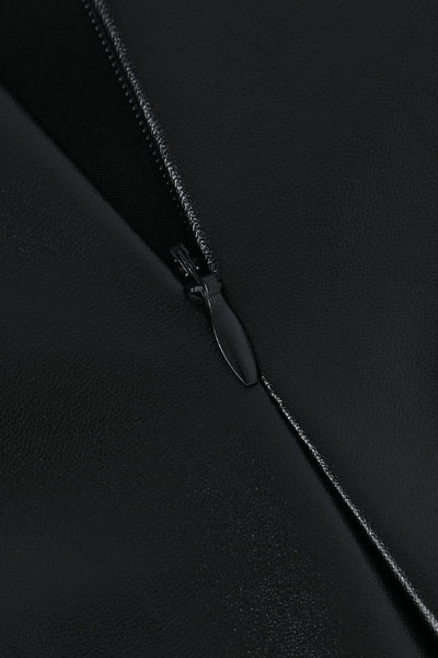 Edwina | Figurbetonter Kunstleder-Midirock mit asymmetrischer Wickeloptik