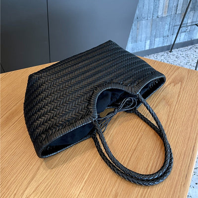 Lena | Braun Geflochtene Leder-Shopper – Rustikal & Stilvoll