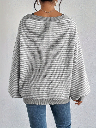 Gestreifter Oversize-Pullover | Lässig & Elegant | Off-Shoulder-Look