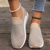 Genovefa | Glitzernde Damen-Sneaker zum Hineinschlüpfen in Khaki