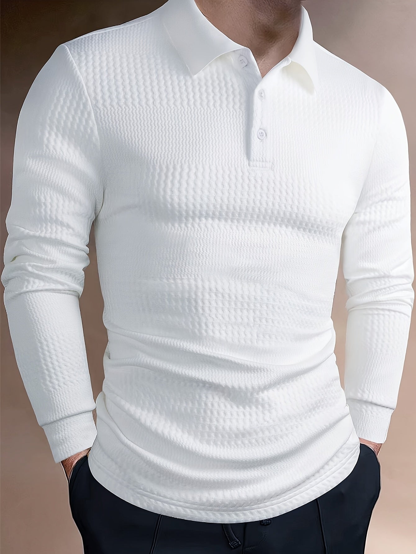 Herren Strukturiertes Langarm-Poloshirt | Slim Fit & Vielseitig | Smarter Look