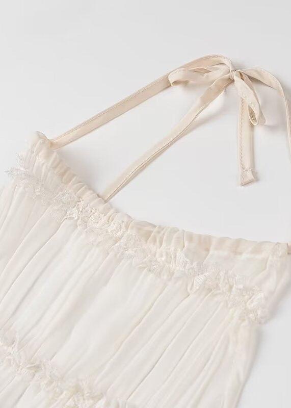 Transparentes Zweiteiler-Set | Halterneck-Top & Maxirock | Luftige Eleganz