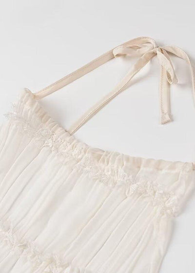 Transparentes Zweiteiler-Set | Halterneck-Top & Maxirock | Luftige Eleganz