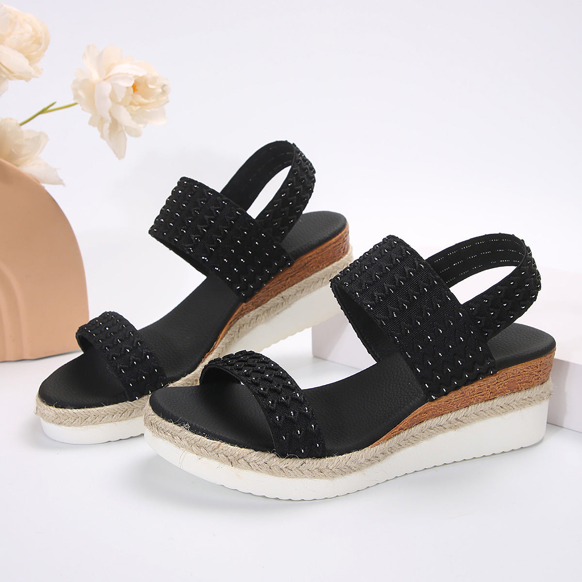 Avelena | Sommer Keil Sandalen mit Peep-Toe
