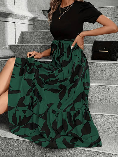 Penelope – kleid mit blumendruck und rundhalsausschnitt