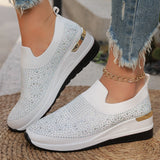 Genovefa | Glitzernde Damen-Sneaker zum Hineinschlüpfen in Weiß