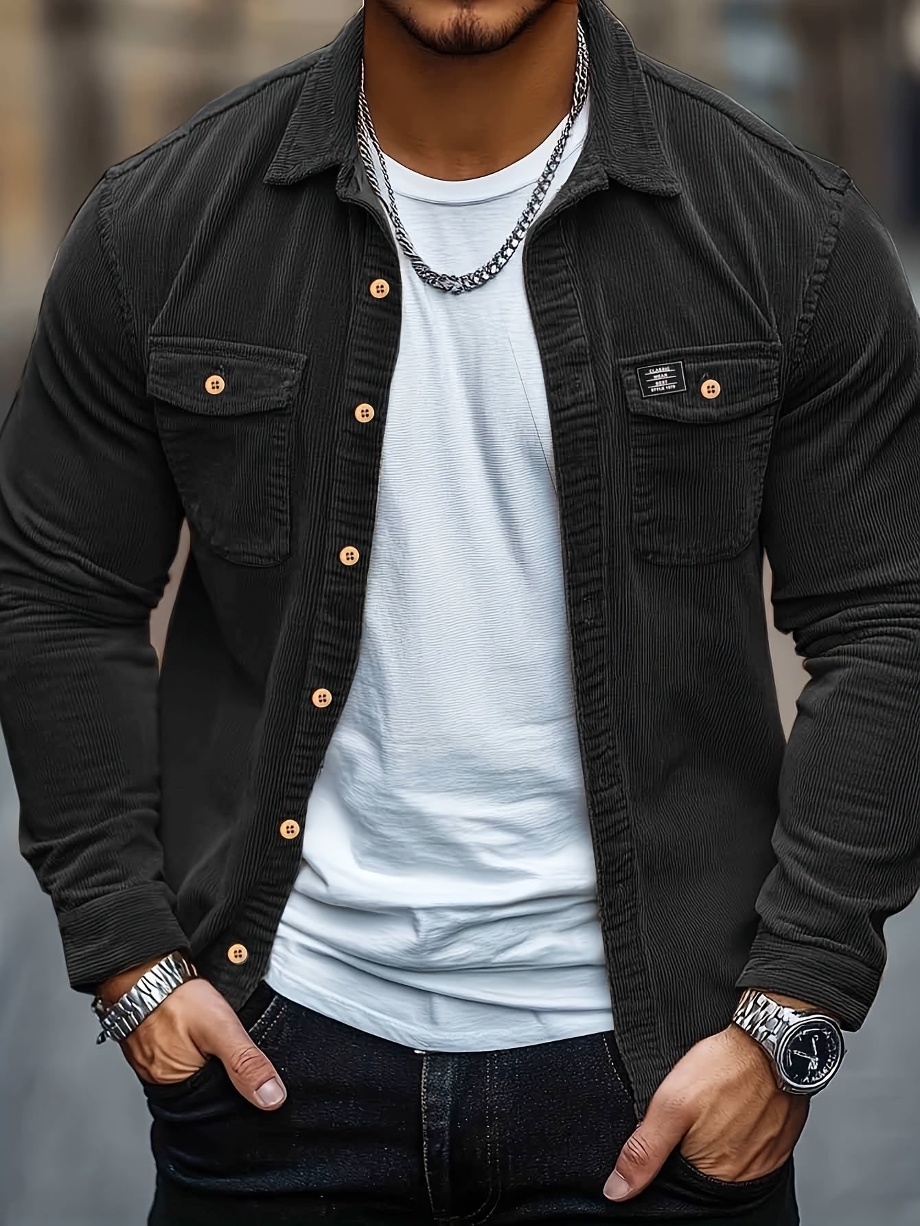 Felipe - Lässiges Hemd Aus Kord Mit Knöpfen