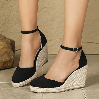 Carla - Elegante Damen-Keilsandalen mit Knöchelriemen