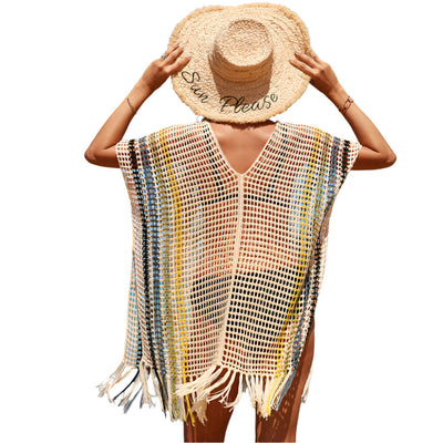 Tamia - Farbblock gehäkeltes Mini Strand Cover-up