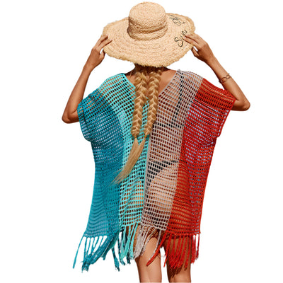 Tamia - Farbblock gehäkeltes Mini Strand Cover-up