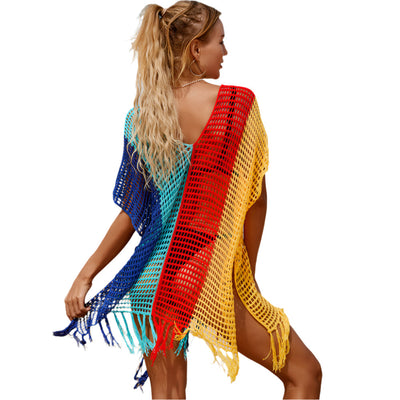 Tamia - Farbblock gehäkeltes Mini Strand Cover-up