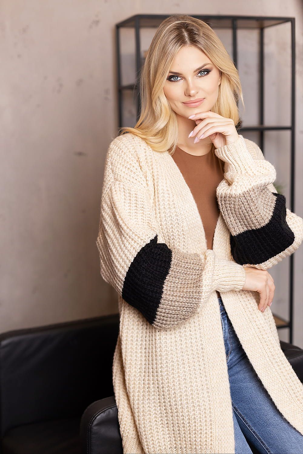 Strick-Cardigan mit Farbdetails | Oversize-Stil | Kuscheliger Komfort