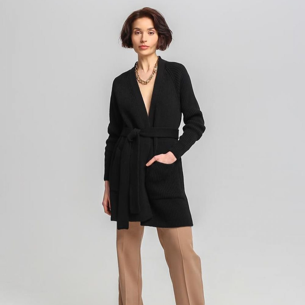 Strickmantel mit Gürtel | Minimalistisches Design | Vielseitiger Chic