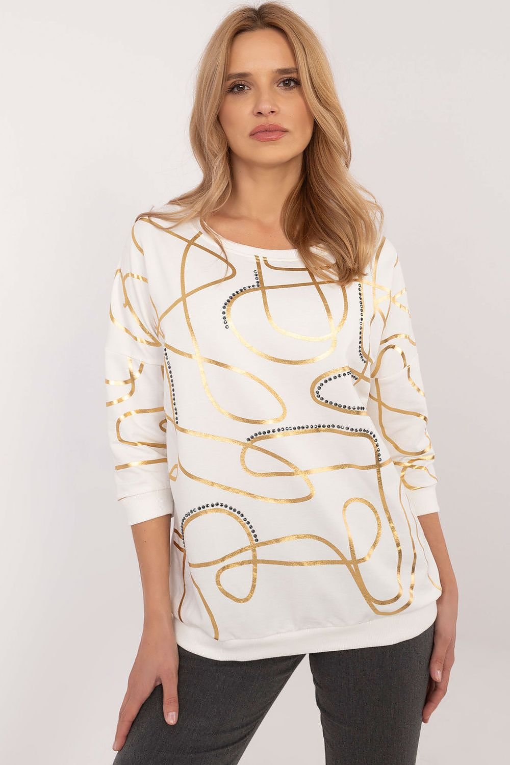 Sweatshirt mit glänzendem Print | Lässiger Glamour | Moderner Stil
