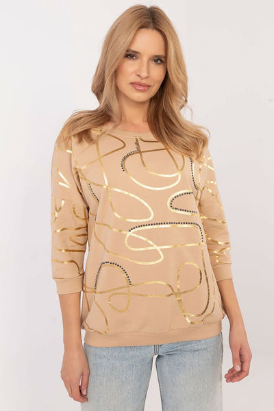 Sweatshirt mit glänzendem Print | Lässiger Glamour | Moderner Stil
