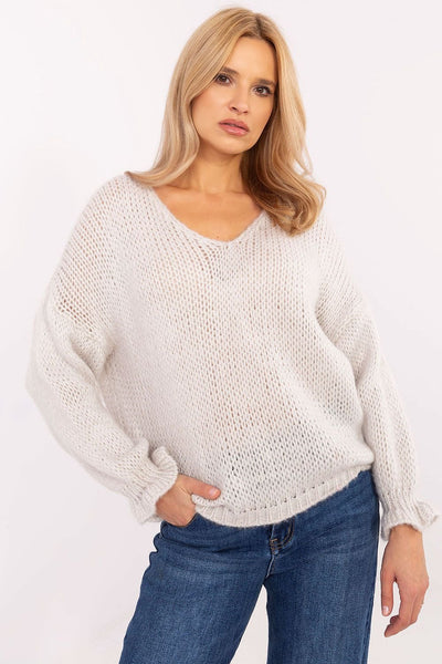 Flauschiger Strickpullover mit V-Ausschnitt | Lockerer Schnitt | Moderner Winter-Look