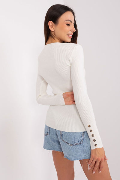 Eleganter Rippstrick-Pullover | Knopfdetails | Feminine Silhouette