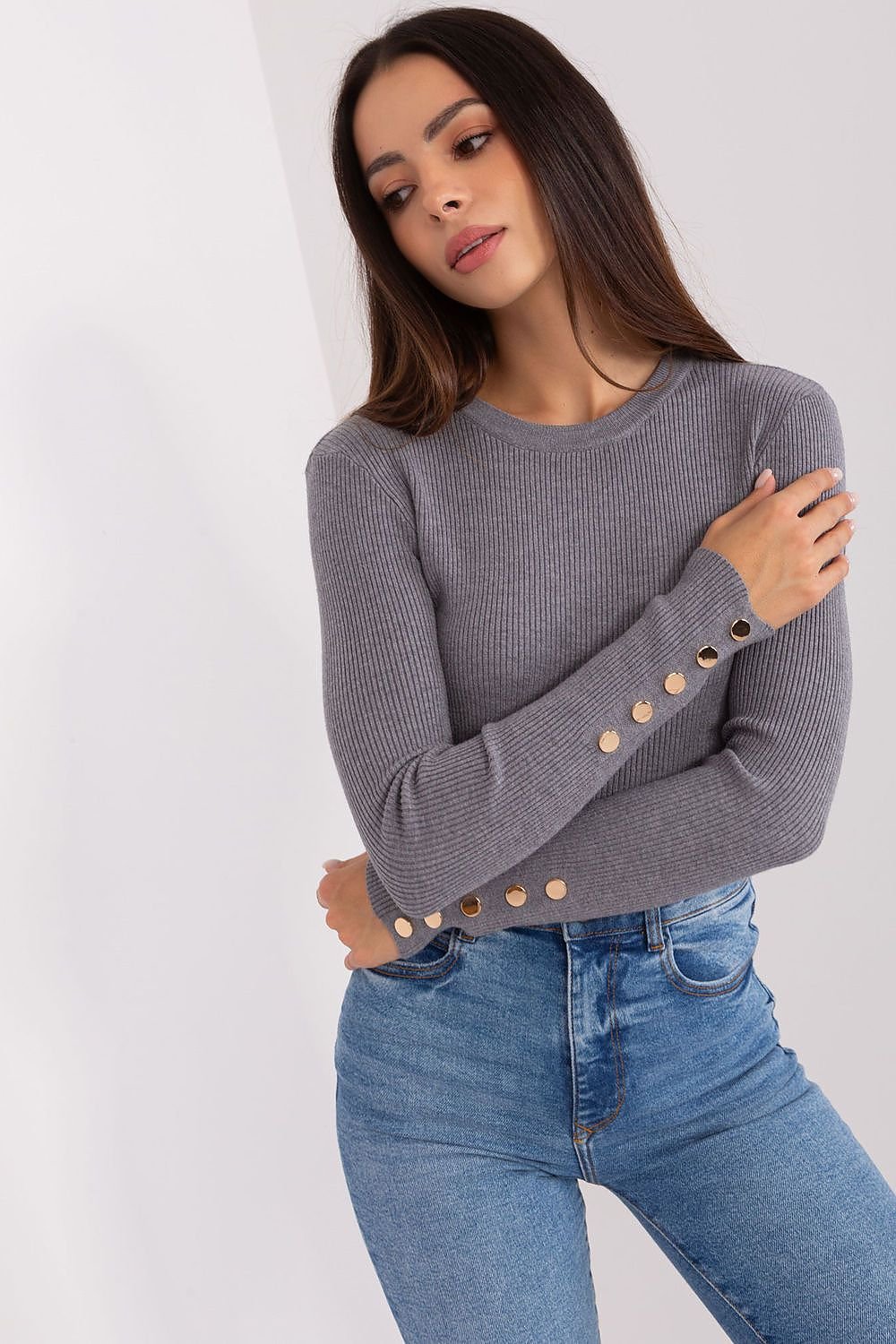 Eleganter Rippstrick-Pullover | Knopfdetails | Feminine Silhouette